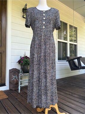 Vintage 90s Bentley Ditsy Floral Maxi Dress